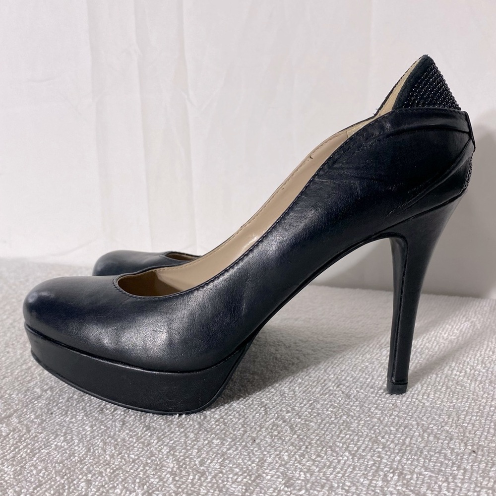 Roberto Vianni Blk Leather Round Toe Platform Heels 39 Corporate Siren Mob Wife - Picture 5 of 14